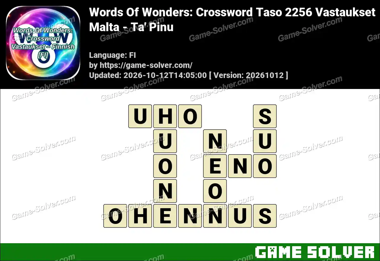 Words Of Wonders: Crossword Taso 2256 Vastaukset – Malta – Ta’ Pinu